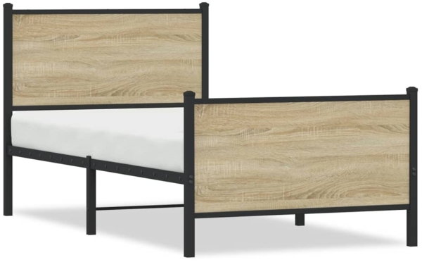 vidaXL Metallbett ohne Matratze Sonoma-Eiche 90x200 cm 4007727