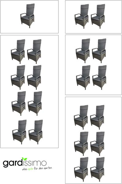 Gardissimo RIO Alu Polyrattan Loungesessel Dining Sessel verstellbare Lehne