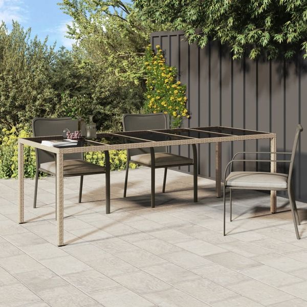 vidaXL Gartentisch Beige 250x100x75 cm Hartglas und Poly Rattan 316728