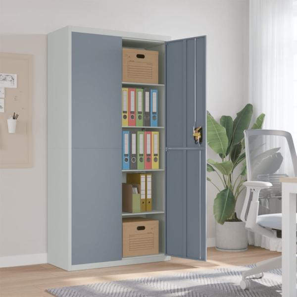 vidaXL Aktenschrank Hellgrau und Dunkelgrau 90x40x180 cm Stahl 339759