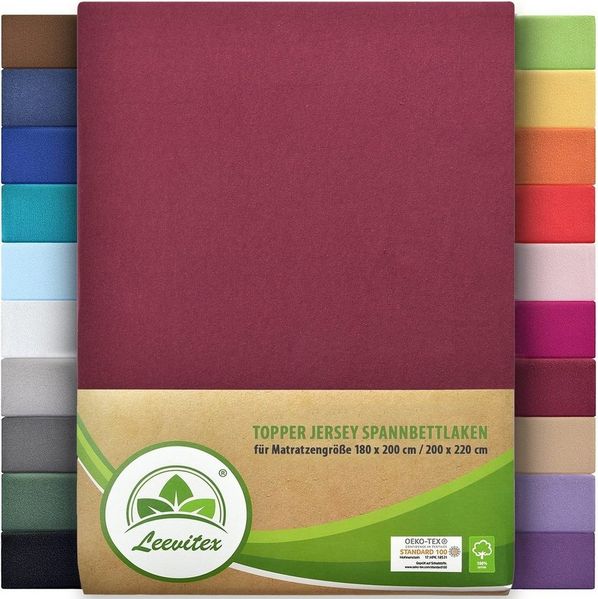leevitex® Spannbettlaken für Topper aus 100% Mako-Jersey – 170g/m², 18cm Steg, 180x200-200x220, Gummizug: rundum, Optimale Abdeckung – ideal für Topperauflagen, Öko-Tex Standard 100