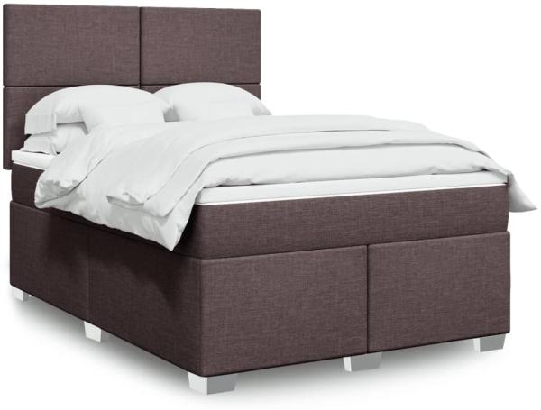 vidaXL Boxspringbett mit Matratze Dunkelbraun 140x200 cm Stoff 3292807