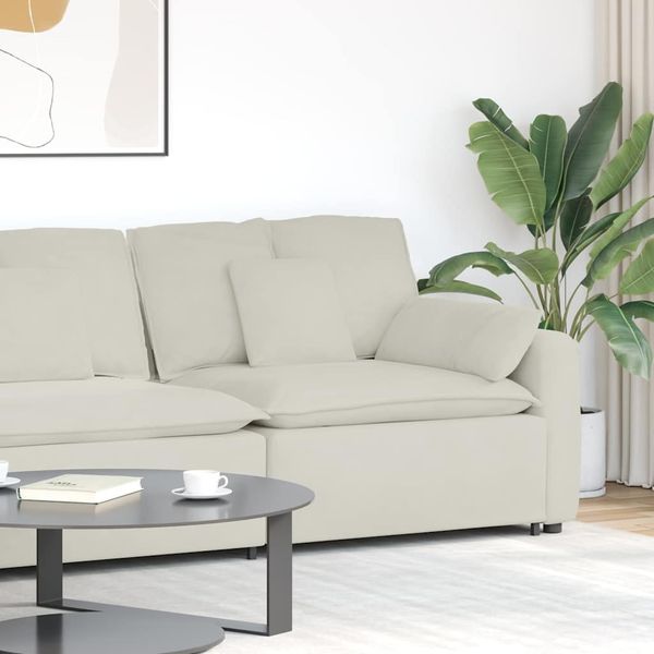 vidaXL Modulares Sofa Endmodul mit Armlehne Kissen Creme 100 cm 4104406