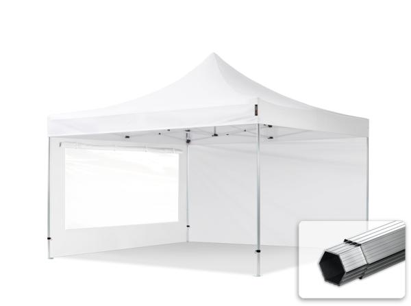 4x4 m Faltpavillon PROFESSIONAL Alu 40mm, Seitenteile mit Panoramafenstern, weiß