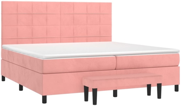 vidaXL Boxspringbett mit Matratze Rosa 200x200 cm Samt 3137868 Bild 2