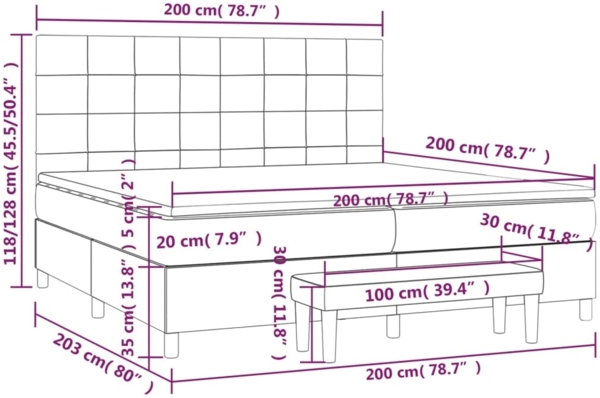 vidaXL Boxspringbett mit Matratze Rosa 200x200 cm Samt 3137868 Bild 7