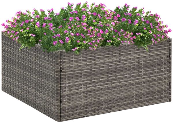 vidaXL Pflanzkübel Grau 80x80x40 cm Poly Rattan 319175