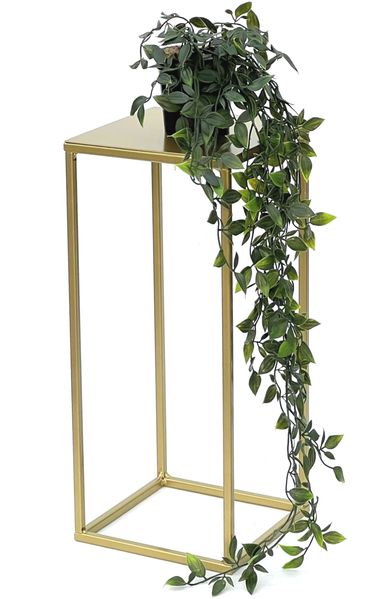 DanDiBo Blumenhocker Metall Gold Eckig S 42 cm Blumenständer Beistelltisch 96406 Blumensäule Modern Pflanzenständer Pflanzenhocker