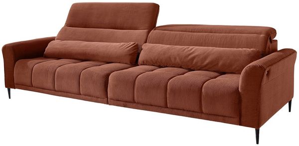Massivart® Big-Sofa LOGAN Cord grün, grau, beige, rost 280 cm / 4-Sitzer, Sitztiefenverstellung / Kopfteilverstellung / Armlehnverstellung