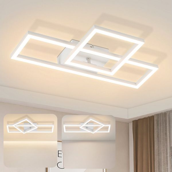 ZMH LED Deckenleuchte Wohnzimmer- Schwarz/Weiß 2 Rahmen 3000K Deckenlampe für Flur Küche