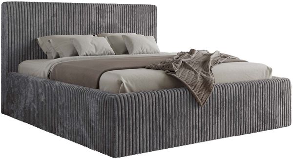 MKS Möbel 'Tiliano Classic' Polsterbett mit Stauraum, Cordstoff, Grau, 200x200 cm, ohne Matratze Bild 5