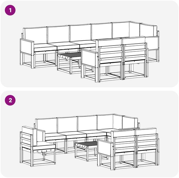 vidaXL Outdoor-Sofagarnitur 9 pcs Natürlich und Hellgrau Polyester 3385327 Bild 7