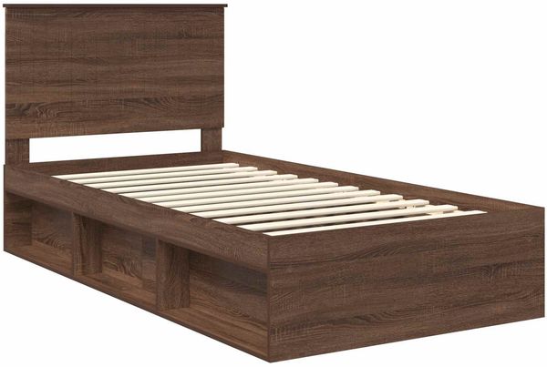 vidaXL Bettrahmen Braun Eichen-Optik 100 x 200 cm Massives Kiefernholz 3411052 Bild 4