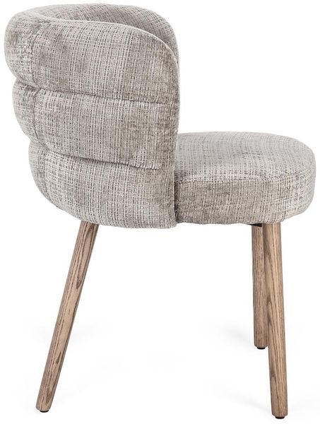 Esszimmerstuhl Amill aus Stoff, modernes Design, gepolstert, Aschgrau, Gestell in Natur Bild 2