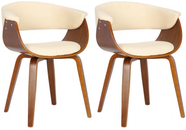 2er Set Stühle Bruce Kunstleder walnuss (Farbe: creme)