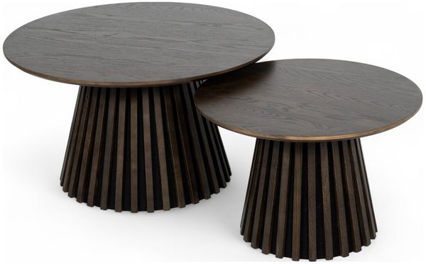 Couchtisch Gobens 2er-Set Ø60/80 cm, Dunkelbraun - mit zentralem Standfuß Bild 3