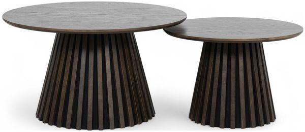 Couchtisch Gobens 2er-Set Ø60/80 cm, Dunkelbraun - mit zentralem Standfuß