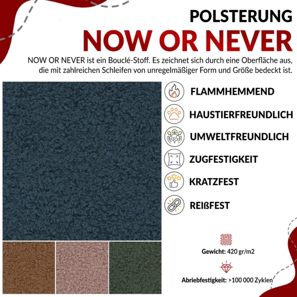 Boxspringbett mit Massivholzelementen und Multipocket - Matratzen - CAICOS - 160 x 200 cm - Beige Boucle - H4 Bild 6