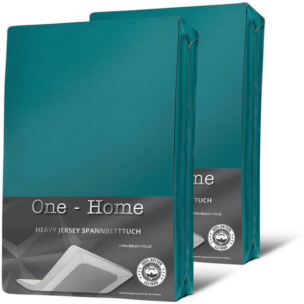 One Home Spannbettlaken Heavy, Jersey, Gummizug: rundum, (2 Stück), Double Pack, erhöhtes Flächengewicht