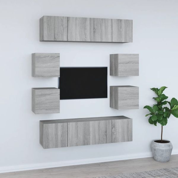 8-tlg. TV-Schrank-Set Grau Sonoma Holzwerkstoff [3120213]