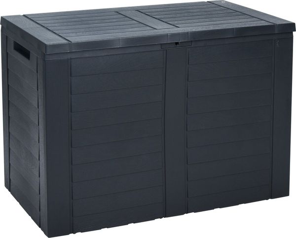 Koopman Kissenbox Gartenkiste 75X44X53 cm 170 L Bausatz Montage (1 St), Einfaches Stecksystem, Anthrazit, 190 Liter, Kunststoff, mit Deckel