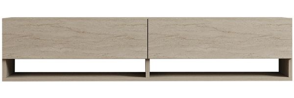 Calicosy Hängendes TV-Möbel mit 2 Klapptüren, Travertin-Dekor L141 cm - ARGES - Beige
