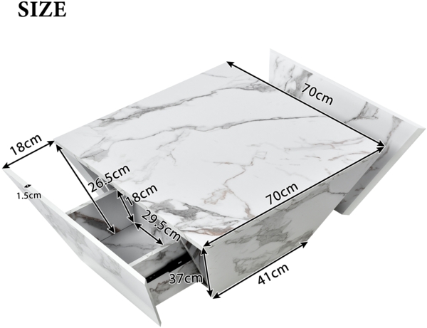 Couchtisch mit Marmorfurnier, MDF-Korpus, 2 Schubladen Stauraum Bild 9