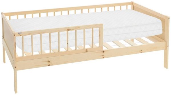 ML-DESIGN Jugendbett Bodenbett Juniorbett inkl. Lattenrost Einzelbett für Kinder Kinderbett, Junior-Bett mit Rausfallschutz & Matratze Bettrahmen aus MDF / Kiefer
