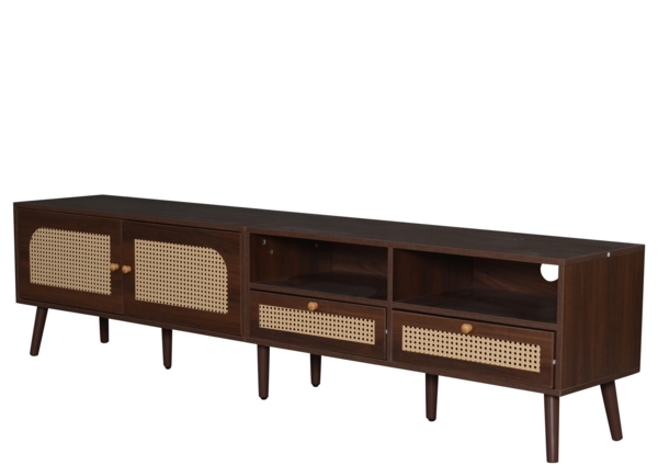 TV-Sideboard 200x37x49,5cm mit Rattanfronten,für Fernseher bis 80 Zoll Bild 8