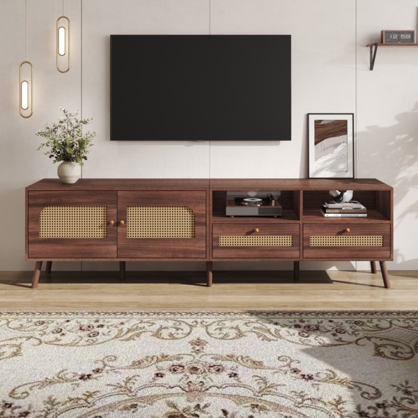 TV-Sideboard 200x37x49,5cm mit Rattanfronten,für Fernseher bis 80 Zoll Bild 3