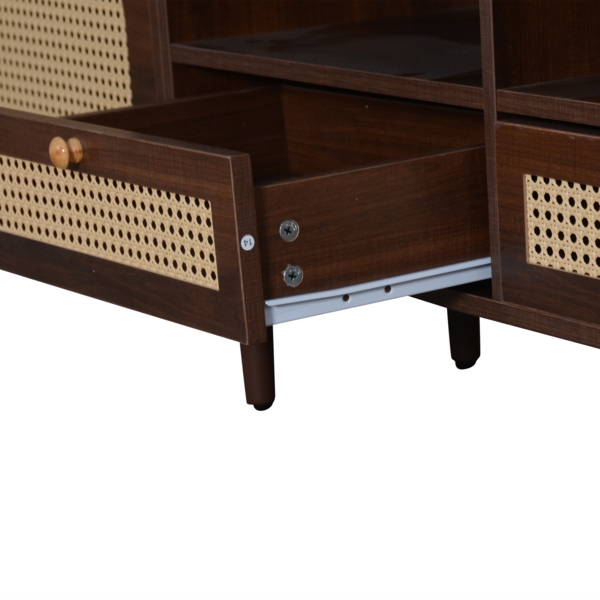 TV-Sideboard 200x37x49,5cm mit Rattanfronten,für Fernseher bis 80 Zoll Bild 9