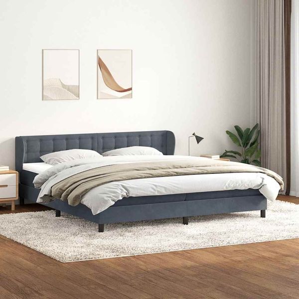 vidaXL Boxspringbett mit Matratzen Dunkelgrau 180x210 cm Samt 3317872