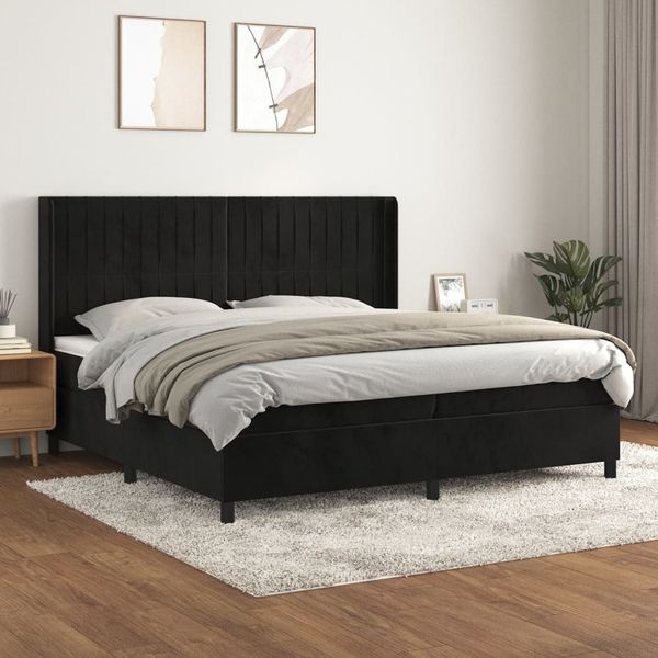 vidaXL Boxspringbett mit Matratze Schwarz 200x200 cm Samt 3132821