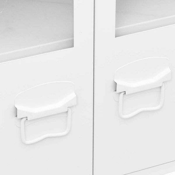 Sideboard, Kommode Weiß 105x35x62 cm Metall und Glas Industrial Bild 7