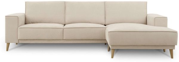 OTTO home Ecksofa Oland Skandi, weicher Chenille-Stoff, L-Form, 280 cm, Wellenunterfederung, Skandi-Design, Massivholzfüße