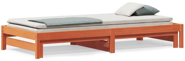 vidaXL Tagesbett Ausziehbar Wachsbraun 90x190 cm Massivholz Kiefer 844404
