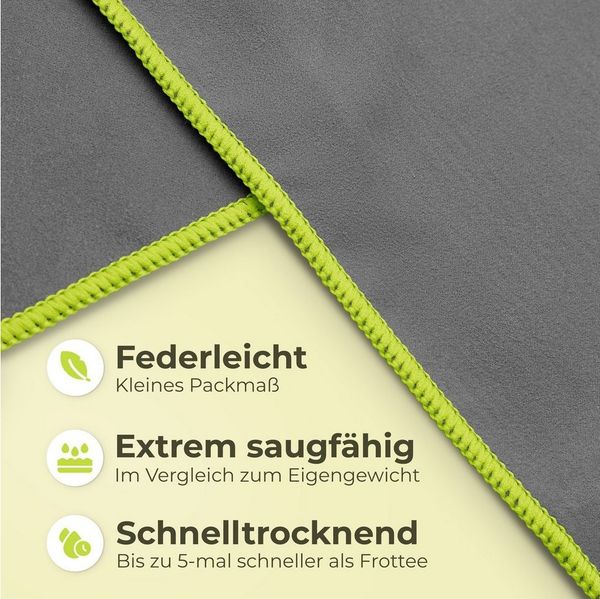 NirvanaShape Reisehandtuch Mikrofaser Handtücher Set, Badehandtuch, Reisehandtuch, Strandtuch, Ecktasche mit Reißverschluss, saugfähig, leicht, schnelltrocknend