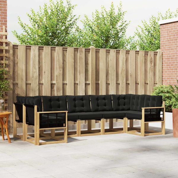 vidaXL Outdoor-Sofagarnitur mit Kissen 7 pcs Weiß und Schwarz 3389842