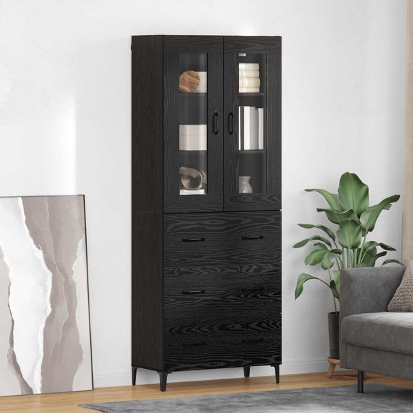 vidaXL Highboard Schwarz Eichen-Optik 69,5 x 34 x 180 cm Holzwerkstoff 3416228