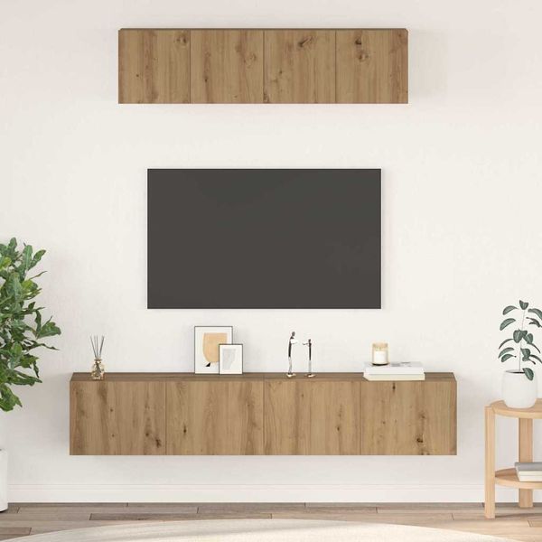 TV-Schrank Wandmontiert 4 pcs,TV-Hängeboard Artisan-Eiche Holzwerkstoff