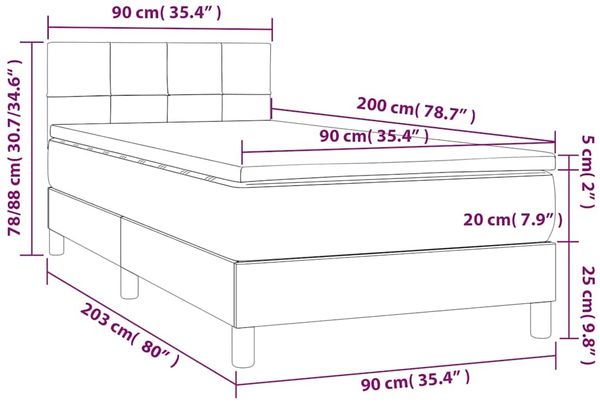 vidaXL Boxspringbett mit Matratze & LED Dunkelgrün 90x200 cm Samt 3134384 Bild 9