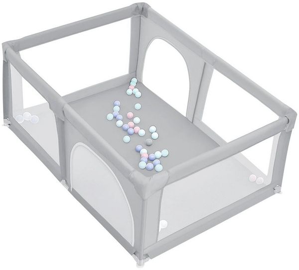 JEOBEST Laufgitter Laufstall Baby 180 x 120 x 66cm Große XL, Laufgitter baby mit atmungsaktivem Netz, 50 Ozeanbälle