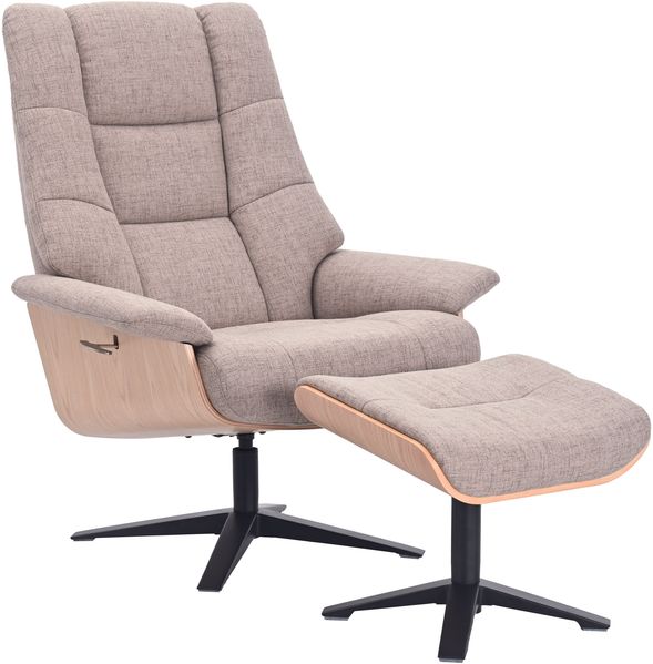 MINATO Loungesessel inkl. Hocker - tan / Eiche hell