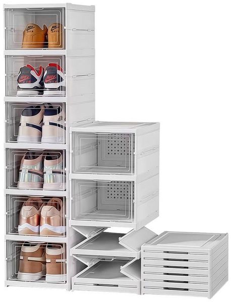 GLIESE Schuhbox stapelbar schuhboxen, Klappbar, Plug-and-Play