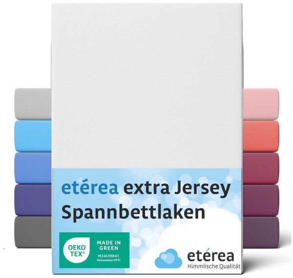 etérea Extra Jersey Spannbettlaken Weiss 90x200 - 100x220 cm