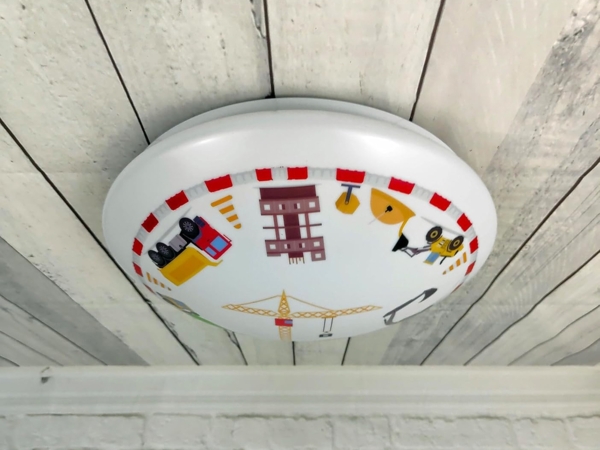 Coole LED Deckenleuchte mit Baustellen Motiv fürs Kinderzimmer, bunt Ø 35cm