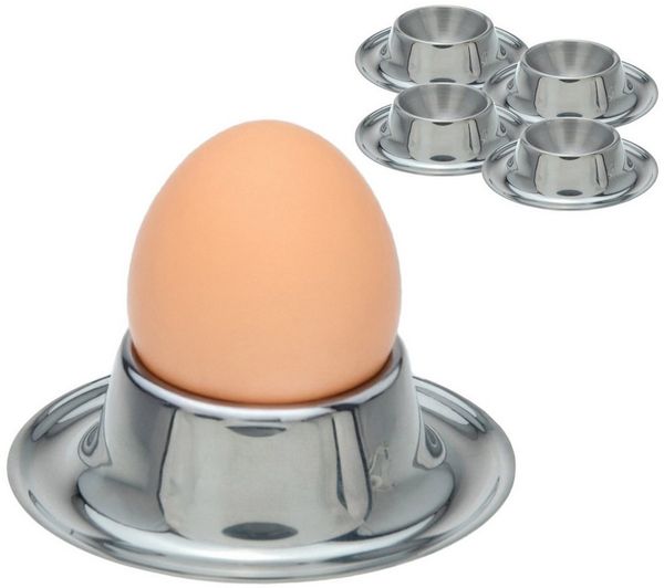 Koopman Eierbecher Edelstahl Rund 1/ 4 er Set, (4-tlg), 4 Stk, Metall, Ø8cm, Lebensmittelecht, Spülmaschinengeeignet