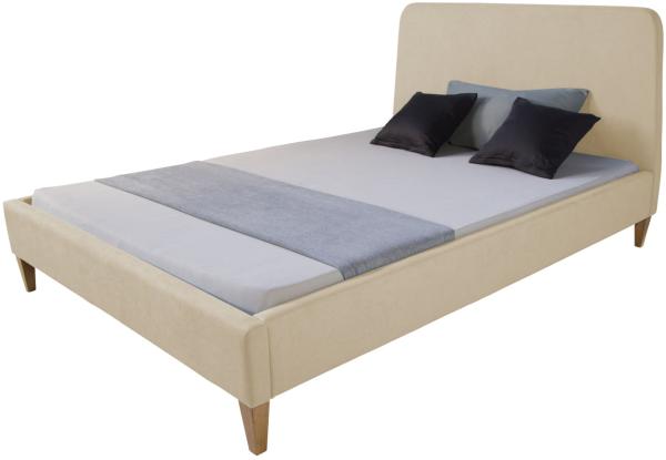 Polsterbett Doppelbett Stoffbett Bettgestell 140 x 200 Bett Beige