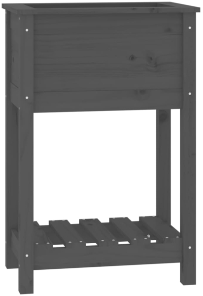 vidaXL Pflanzkübel mit Ablage Grau 54x34,5x81 cm Massivholz Kiefer 823754