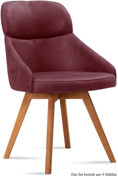 Esszimmerstuhl (4er-Set) Donna 52x82x63 Eiche geölt/Marsala